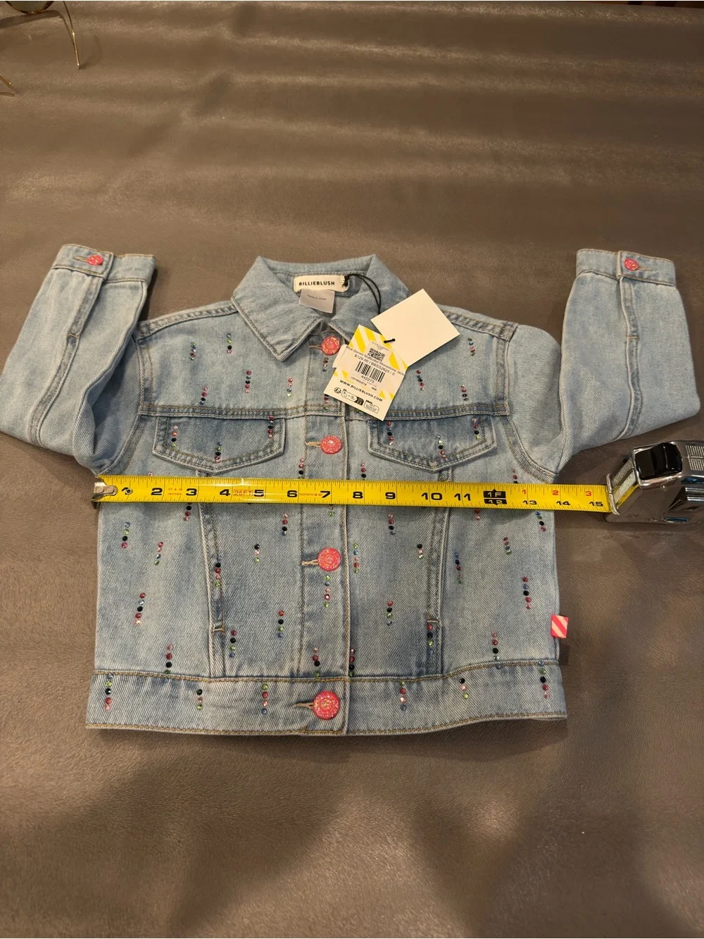 Billieblush Light Blue Denim Jacket with Multicolor Embroidery